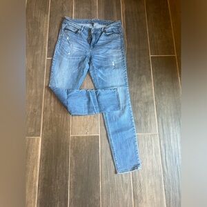 WHBM jeans with leather detail